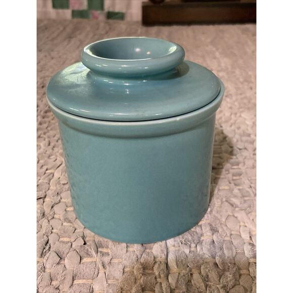 Beurre‎ Butter Dish Crock French Pottery Blue Satin Finish - Picture 2 of 7